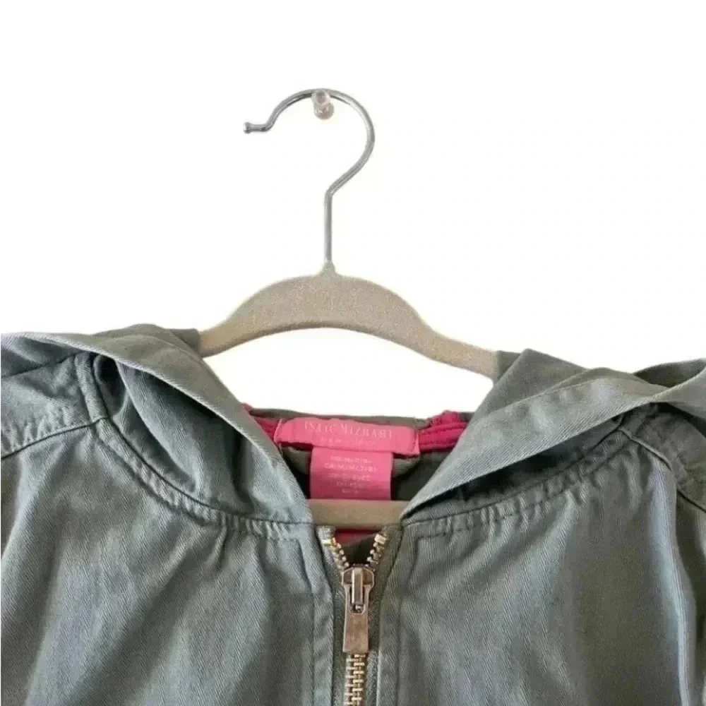 Isaac Mizrahi Girls Olive Green Long Sleeves Full Zip Parka Jacket SZ M #1086